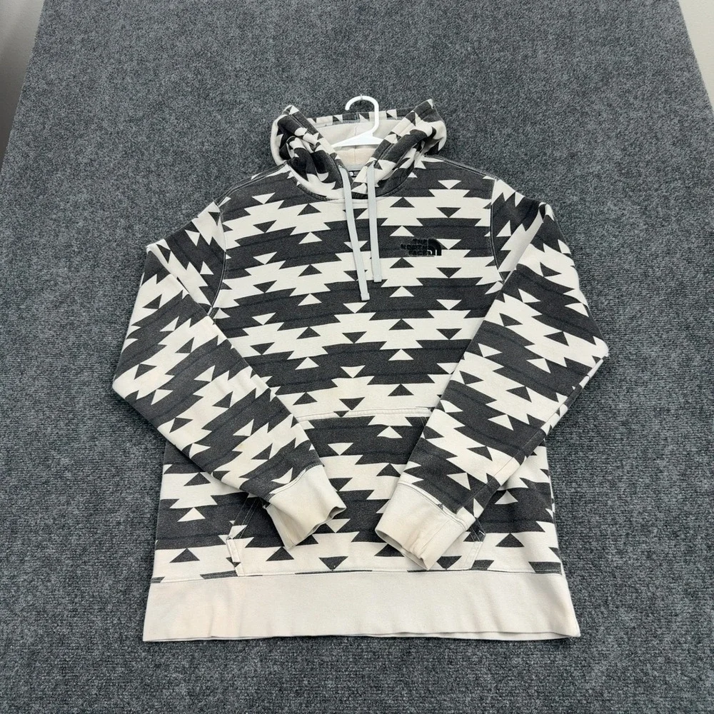 The North Face Hoodie Mens M Gray Cotton Blend Geometric Gorpcore Outdoors